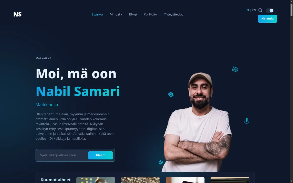 Nabil Samarin verkkosivuston hero